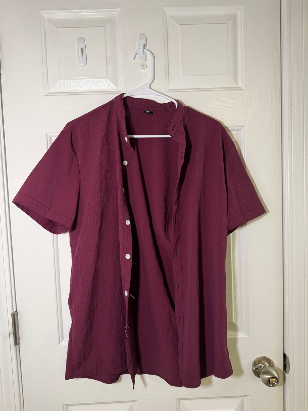 SHEIN Men's Short-Sleeve Shirt Jacket - Burgundy